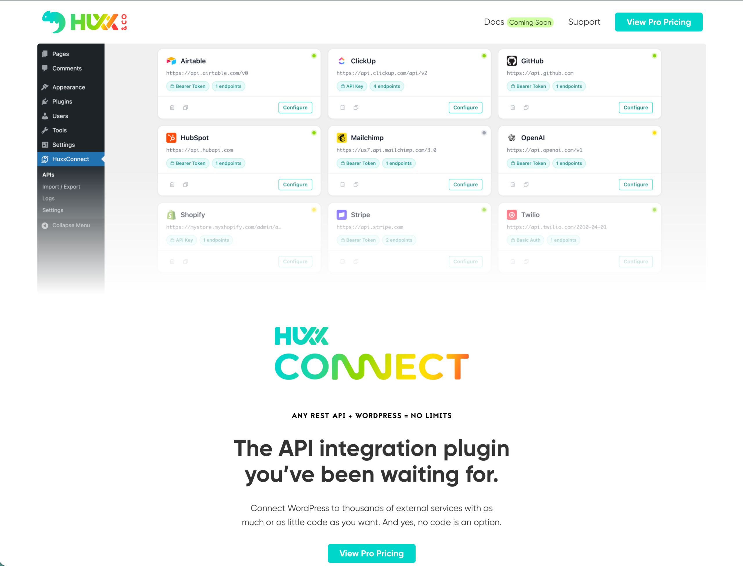 The Home Page of Huxx Connect