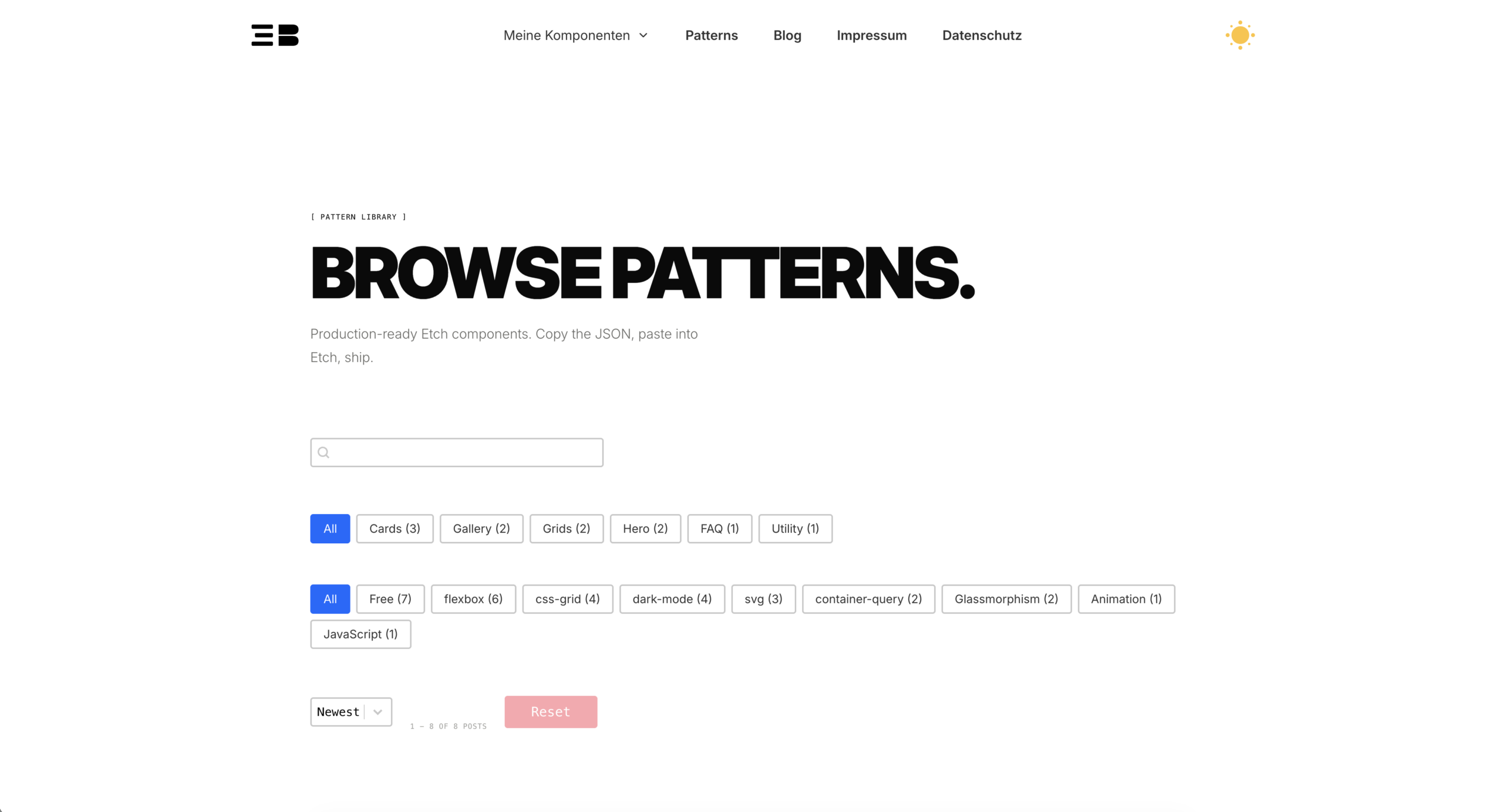 Home Page The Home Page of Etch Builder: Pattern Library
